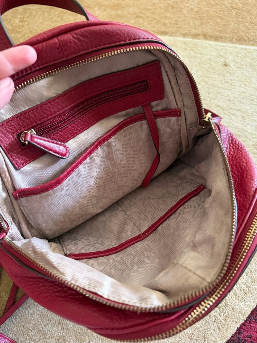 Michael Kors Red Leather Backpack